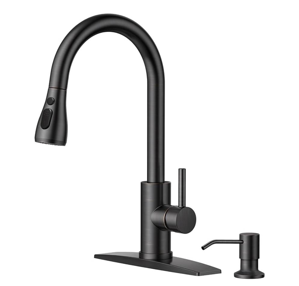 Pull-Down Kitchen Faucet with Soap Dispenser — Oil Rubbed Bronze