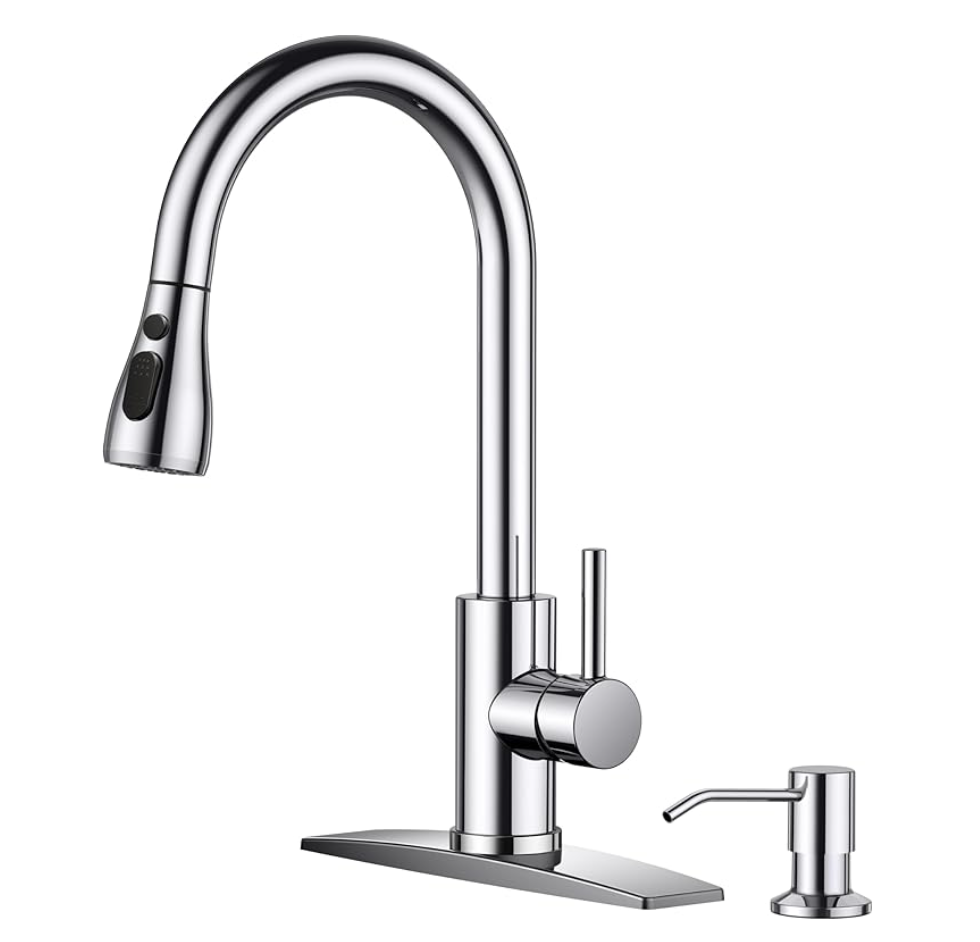Pull-Down Kitchen Faucet with Soap Dispenser — Chrome